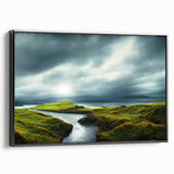 Framed canvas wall art collection showcasing serene countryside landscapes in a black frame, designed to enhance interior decor with natural beauty.