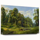 Acrylic wall art collection showcasing a serene countryside landscape design, displayed from the side with visible pins, featuring vibrant colors and intricate details. Perfect for enhancing home decor.
