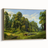 Framed canvas wall art collection showcasing a serene countryside landscape design, featuring vibrant colors and a gold frame, ideal for home decor enhancement.