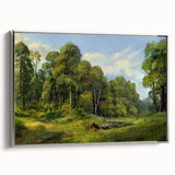 Framed canvas wall art showcasing a serene countryside landscape with vibrant colors, set in a sleek silver frame, perfect for home decor enhancement.