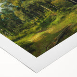 Rolled canvas wall art showcasing a serene countryside landscape with vibrant green fields and a clear blue sky, ideal for home decor and nature lovers.