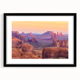 Framed wall art featuring a stunning desert landscape design with a black mat, showcasing warm earth tones and intricate details, perfect for modern home decor.