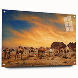 Acrylic glass wall art showcasing a stunning desert landscape design, displayed from the side with decorative pins. Perfect for modern home decor enthusiasts.