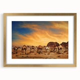 Framed wall art showcasing a desert landscape design with a gold mat and elegant frame, perfect for modern home decor. Ideal for adding warmth and style to any room.