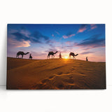 Desert landscape wall art on stretched canvas, showcasing vibrant hues of orange and red with intricate details, perfect for adding warmth to modern interiors.