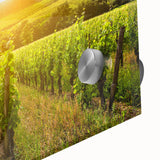 Close-up of a vibrant desert landscape wall art piece, showcasing intricate details and rich colors on acrylic glass, perfect for modern home decor.