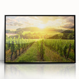 Framed acrylic wall art showcasing a vibrant desert landscape with warm hues of orange and yellow, set in a sleek black frame for modern decor. Ideal for enhancing living spaces with nature-inspired aesthetics.