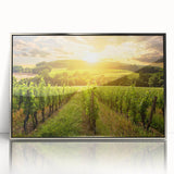 Framed acrylic wall art showcasing a stunning desert landscape design, featuring warm tones of orange and gold, perfect for modern home decor.