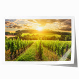 Desert landscape wall art print showcasing vibrant hues of orange and yellow, rolled and ready for display, perfect for modern home decor enthusiasts.