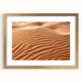 Framed wall art featuring a desert landscape design with vibrant colors and gold accents, perfect for home decor. The artwork is displayed in a stylish mat, enhancing its elegance.