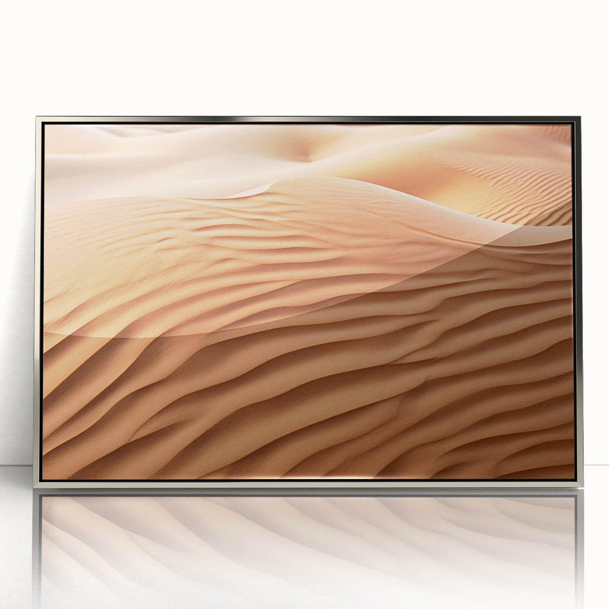 Framed acrylic wall art showcasing a stunning desert landscape design, featuring vibrant colors and intricate details, ideal for modern home decor.