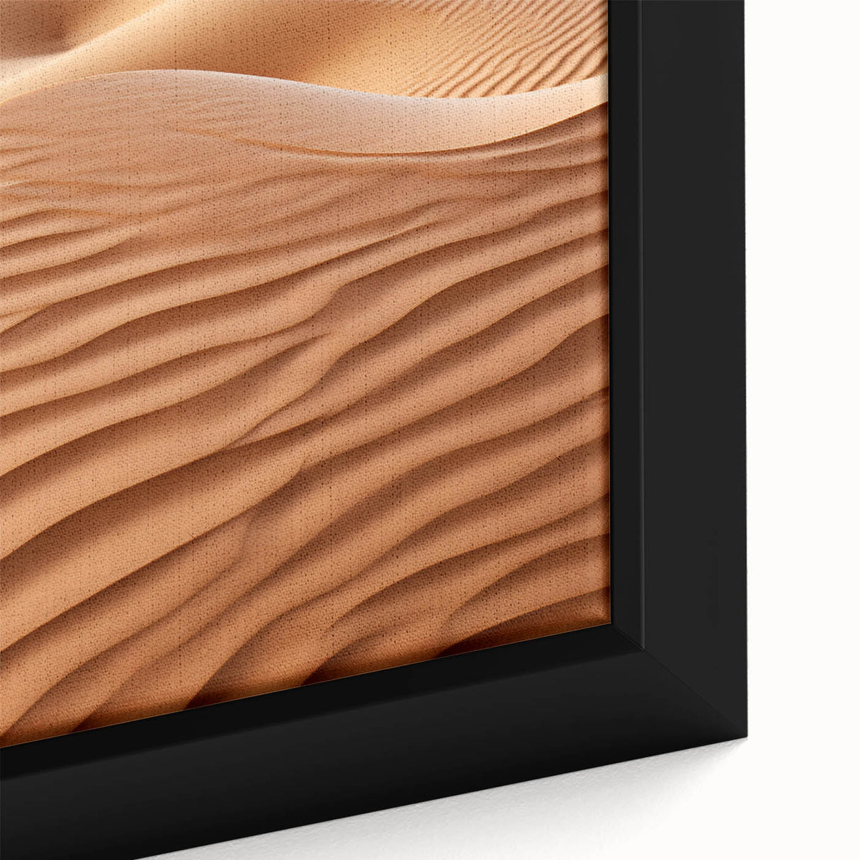 Close-up of a framed desert landscape canvas art piece showcasing vibrant colors and intricate details, perfect for enhancing modern home decor and adding warmth.
