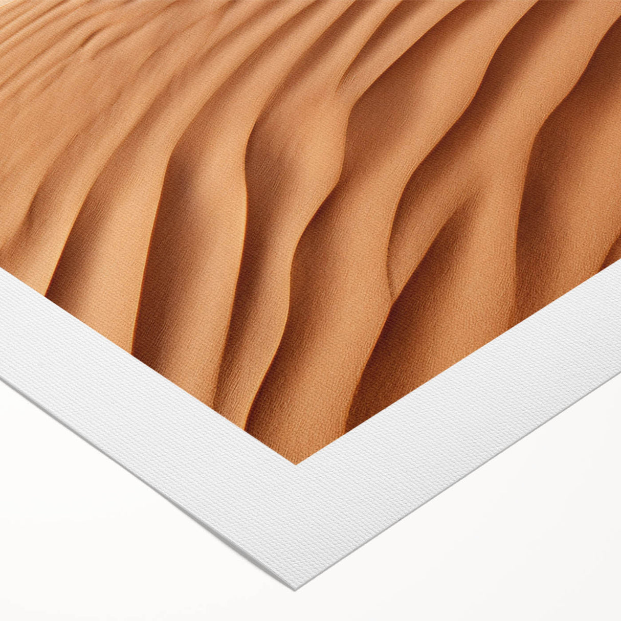 Vibrant rolled canvas artwork showcasing a desert landscape design with warm hues of orange and yellow, perfect for enhancing modern interior decor.