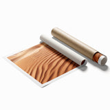 Desert landscape wall art print showcasing vibrant colors and intricate details, rolled and ready for display, ideal for home decor enthusiasts.