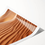 Vibrant rolled print of a desert landscape featuring warm tones and intricate textures, ideal for home decor, showcasing nature's beauty and artistic design.