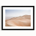 Framed wall art featuring a stunning desert landscape design, with a black frame and matting, perfect for home decor and interior styling. Ideal for enhancing modern aesthetics.