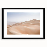 Framed wall art featuring a stunning desert landscape design, with a black frame and matting, perfect for home decor and interior styling. Ideal for enhancing modern aesthetics.