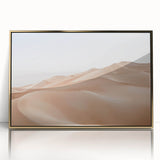 Framed acrylic wall art showcasing a vibrant desert landscape design with gold accents, perfect for home decor, adding warmth and elegance to any space.