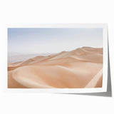 Desert landscape wall art print showcasing vibrant hues of orange and yellow with intricate details of sand dunes, designed for home decor enthusiasts.