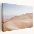 Stretched canvas wall art showcasing a vibrant desert landscape with warm tones of orange and red, perfect for enhancing modern home decor aesthetics.