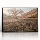 Framed acrylic wall art showcasing a vibrant desert landscape design, featuring warm earth tones and intricate details, perfect for modern home decor.