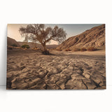 Vibrant stretched canvas wall art depicting a stunning desert landscape, featuring warm hues of orange and yellow, ideal for modern home décor.