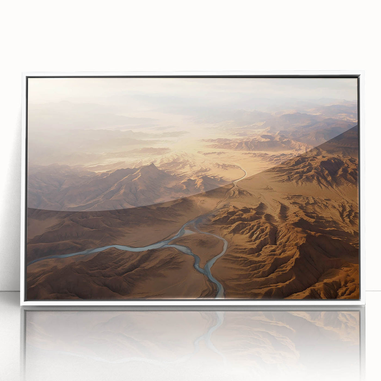 Framed acrylic wall art featuring a stunning desert landscape design, showcasing warm earthy tones and intricate details, perfect for modern home decor.