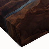 Close-up of a stretched canvas wall art piece showcasing a vibrant desert landscape, featuring warm hues of orange and yellow, ideal for home decor. Perfect for adding a touch of nature-inspired elegance to any room.