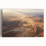 Stretched canvas wall art showcasing a vibrant desert landscape design with warm hues of orange and yellow, perfect for enhancing modern home decor.