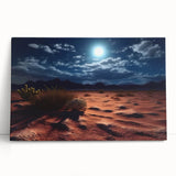 Stretched canvas artwork showcasing a vibrant desert landscape with warm hues of orange and yellow, perfect for home decor or office ambiance.