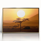 Framed acrylic wall art showcasing a desert landscape design with golden accents, perfect for home decor. Ideal for enhancing modern interiors with a touch of nature.