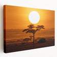 Stretched canvas wall art showcasing a vibrant desert landscape design with warm tones, ideal for home decor or office settings. Perfect for enhancing interior aesthetics.