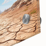 Close-up of a vibrant desert landscape wall art design featuring warm earth tones and intricate textures, printed on high-quality acrylic glass for a modern aesthetic. Perfect for enhancing interior spaces with a touch of nature-inspired elegance.