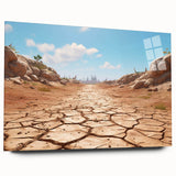 Acrylic glass wall art showcasing a stunning desert landscape design, featuring warm earth tones and intricate details, perfect for modern home decor.
