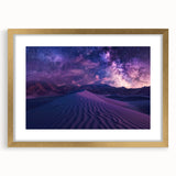 Framed wall art featuring a stunning desert landscape design with earthy tones and a gold mat, perfect for home decor in modern and minimalist settings.