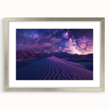 Framed desert landscape wall art collection featuring a silver mat and sleek frame, showcasing warm earthy tones and intricate details, perfect for modern decor.