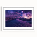 Framed wall art featuring a serene desert landscape design in soft earth tones, with a white mat and sleek frame, ideal for home decor and aesthetic enhancement.