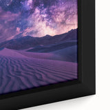 Framed canvas wall art showcasing a vibrant desert landscape with warm tones and intricate details, perfect for modern home decor and art lovers.