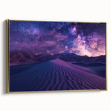 Framed canvas wall art showcasing a desert landscape design with golden accents, elegantly positioned to highlight its depth and texture, perfect for modern decor.