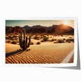 Desert landscape wall art rolled print showcasing vibrant colors and intricate details, perfect for home decor or office enhancement, packaged securely.