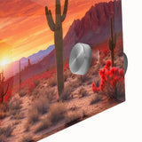 Vibrant close-up of a desert landscape wall art print, showcasing intricate details and warm earthy tones on acrylic glass, ideal for modern home decor.