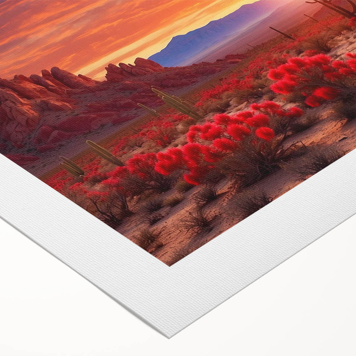 Vibrant rolled canvas wall art showcasing a stunning desert landscape design, featuring warm earth tones and intricate details, ideal for home decor.