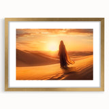 Framed wall art featuring a stunning desert landscape design with a gold mat border, showcasing vibrant colors and intricate details, perfect for home decor.