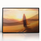 Framed acrylic wall art featuring a stunning desert landscape design with vibrant colors, showcased in a sleek black frame to enhance any modern decor.