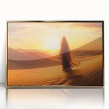 Framed acrylic wall art showcasing a stunning desert landscape design with gold accents, ideal for adding elegance to modern decor. Perfect for home or office settings.