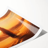 Desert landscape wall art print showcasing vibrant hues of orange and yellow with intricate details, rolled and securely packaged for art enthusiasts.