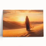 Desert-themed wall art collection showcasing vibrant, colorful landscapes on stretched canvas, elegantly leaning against a neutral wall, enhancing modern decor aesthetics.