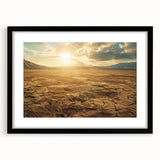 Desert-themed wall art collection featuring a black frame and mat, showcasing abstract landscapes in warm earth tones, ideal for modern home decor.