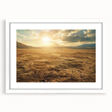 Desert landscape wall art collection in a white frame with matting, showcasing vibrant colors and intricate details, perfect for modern home decor.