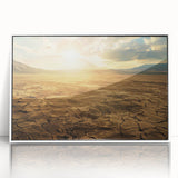 Framed acrylic wall art showcasing a stunning desert landscape design with warm colors, perfect for home decor. Ideal for adding a touch of elegance to any room.